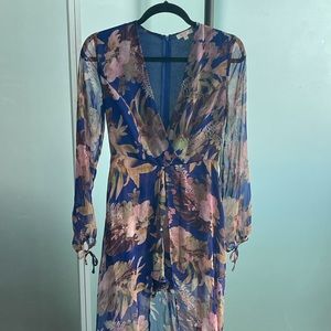 Blue multicolor summer romper dress S